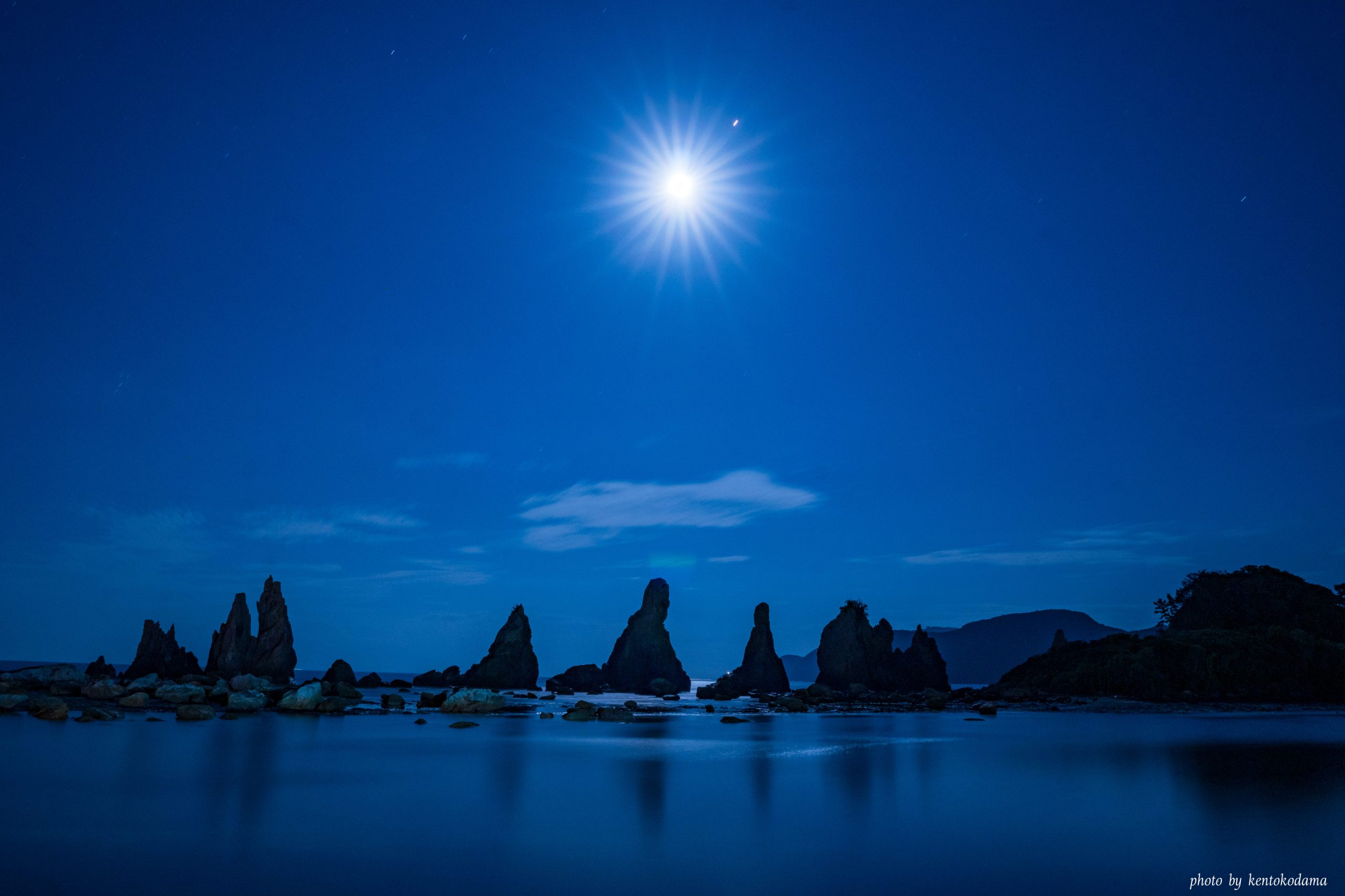 和歌山_橋杭岩_月夜